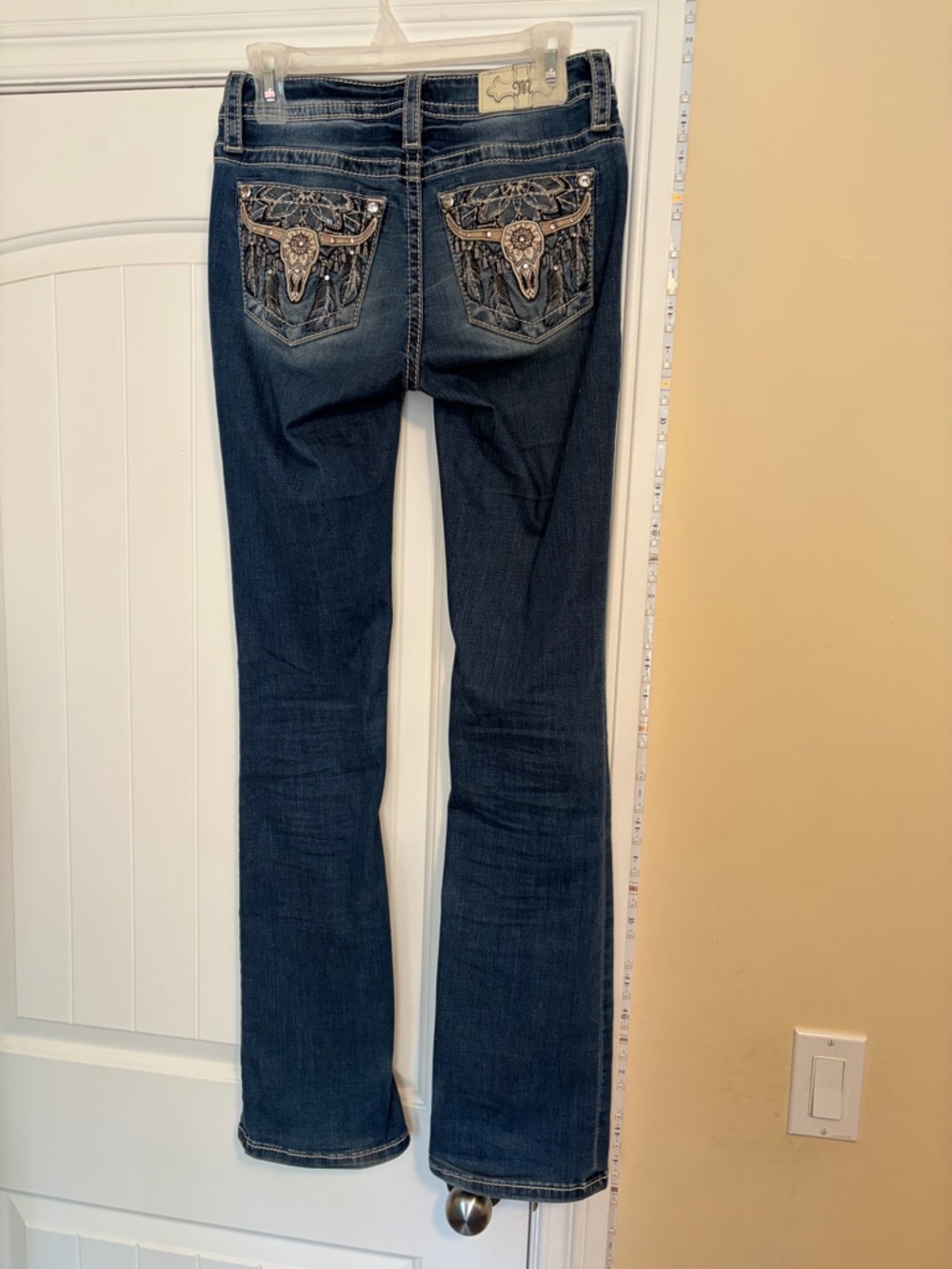 Miss Me Dark Blue Embroidered Bootcut Jeans western stampede